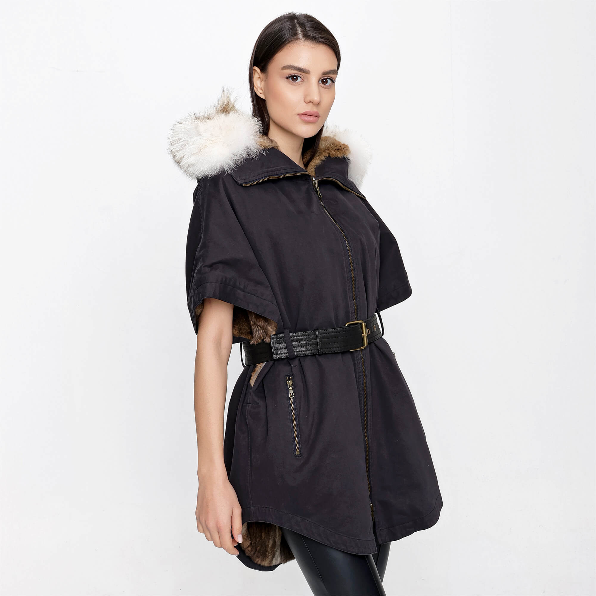 Yves Salomon Army - Fur Collar Detailed Belt Coat